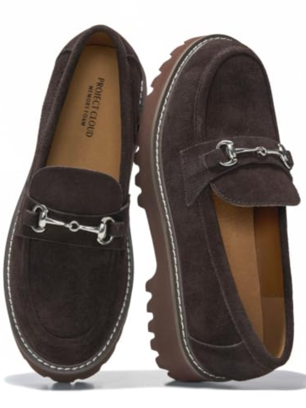 Genuine Leather Loafers Horsebit Chunky Lug Sole Slip On Business Casual